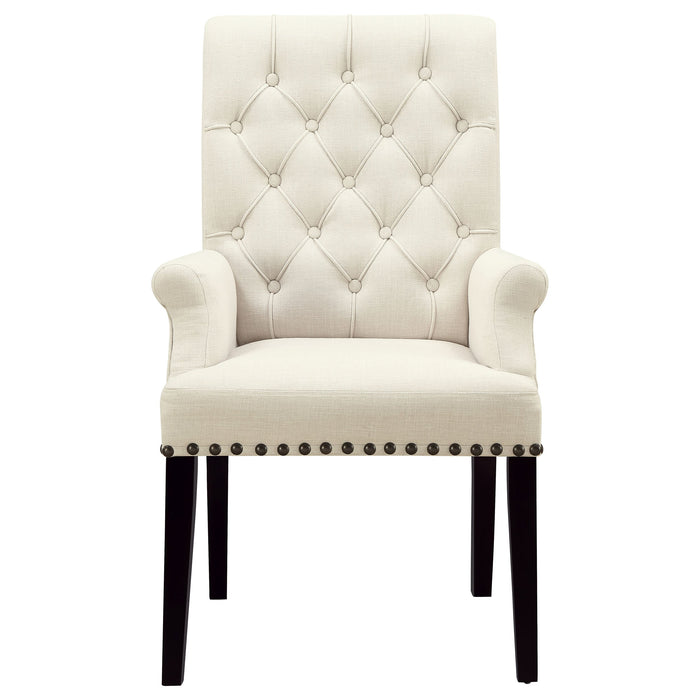 Alana Tufted Back Upholstered Arm Chair Beige