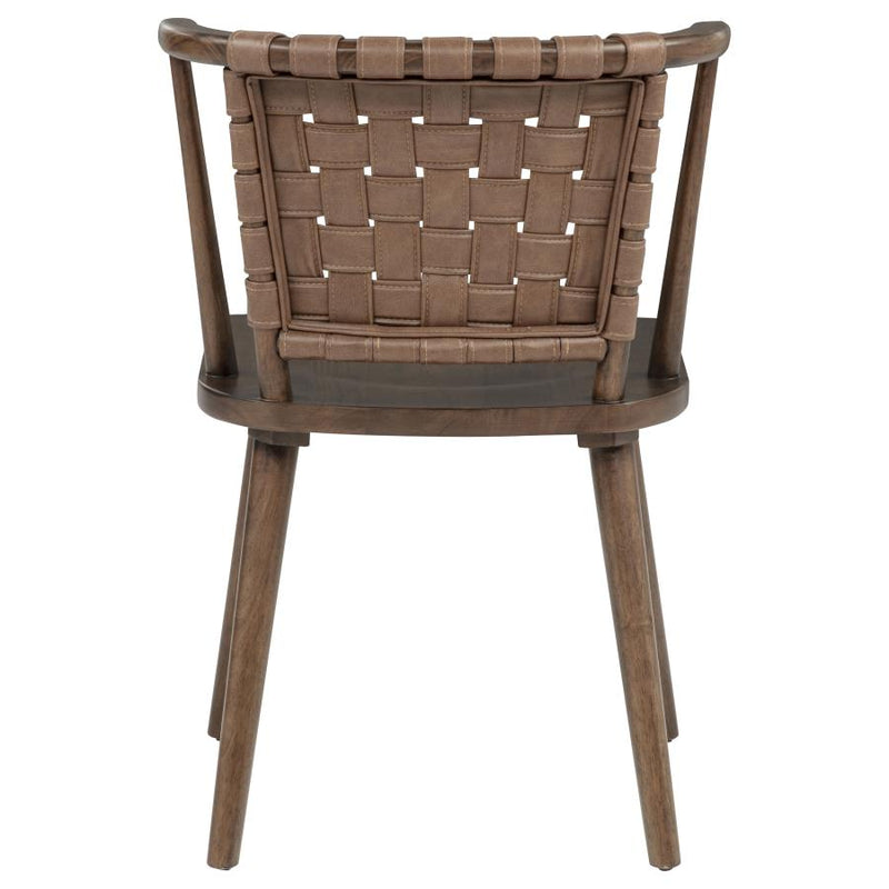 Tallis Woven Faux Leather Back Dining Side Chair Brown (Set of 2)