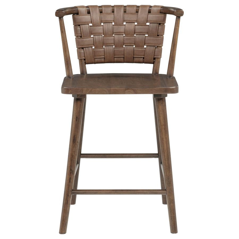 Tallis Woven Faux Leather Back Counter Chair Brown (Set of 2)