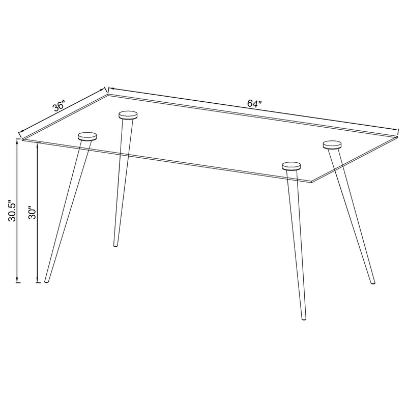 Mesa de comedor Gilman rectangular de cristal de 64 pulgadas