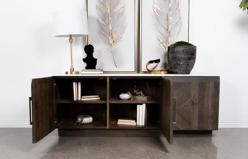 Dennis 3-door Marble Top Sideboard Buffet