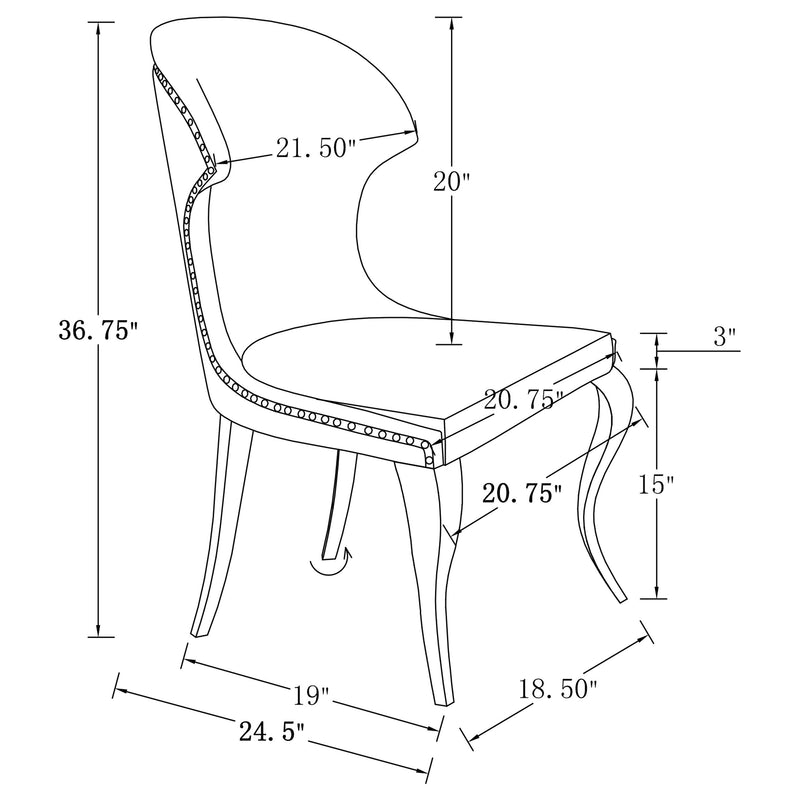 Cheyanne Silla Lateral de Comedor Tapizada (Juego de 2)