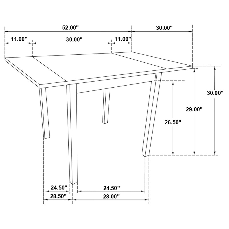 Mesa de comedor extensible rectangular Kelso de 52 pulgadas color capuchino