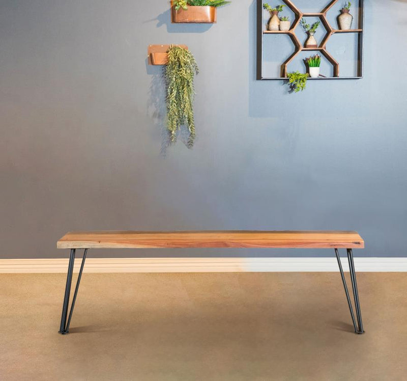 Banco de comedor Sherman de madera, acacia natural