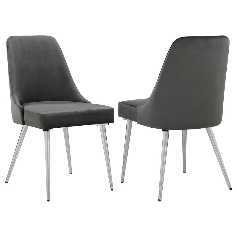 Silla lateral de comedor tapizada Cabianca gris (juego de 2)