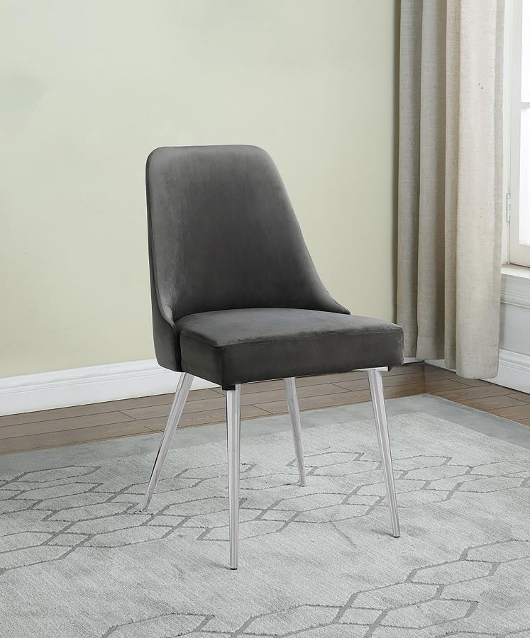 Silla lateral de comedor tapizada Cabianca gris (juego de 2)
