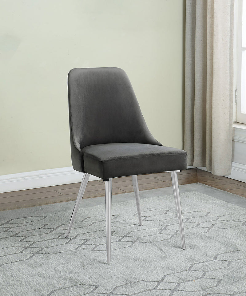 Silla lateral de comedor tapizada Cabianca gris (juego de 2)