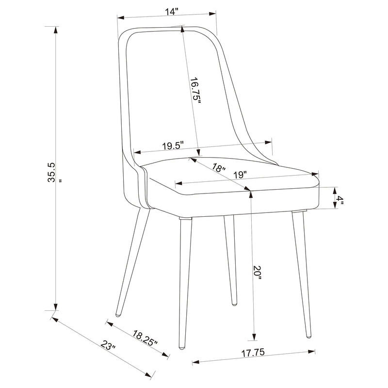 Silla lateral de comedor tapizada Cabianca gris (juego de 2)