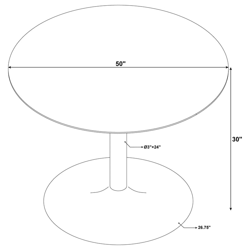 Kella Mesa de comedor redonda con tablero de mármol de 50 pulgadas Mármol blanco