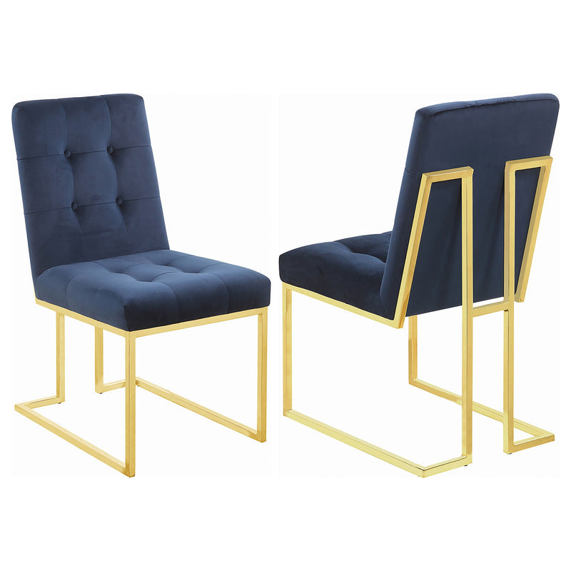 Silla de comedor auxiliar Cisco tapizada en terciopelo (juego de 2)
