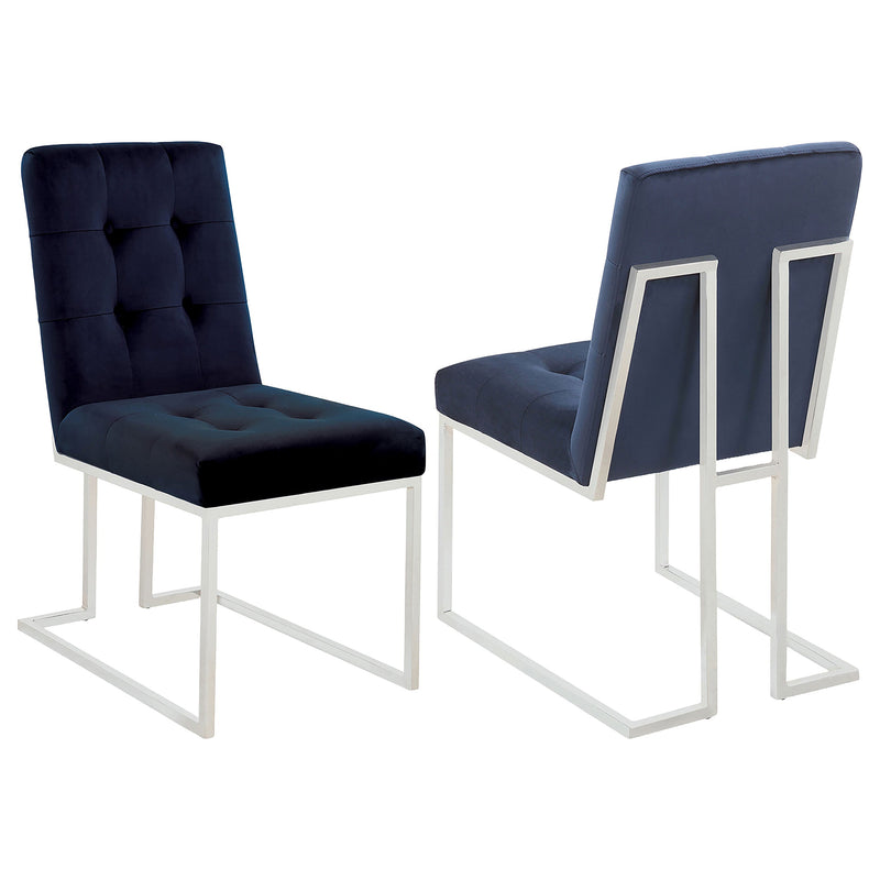 Silla de comedor auxiliar Cisco tapizada en terciopelo (juego de 2)