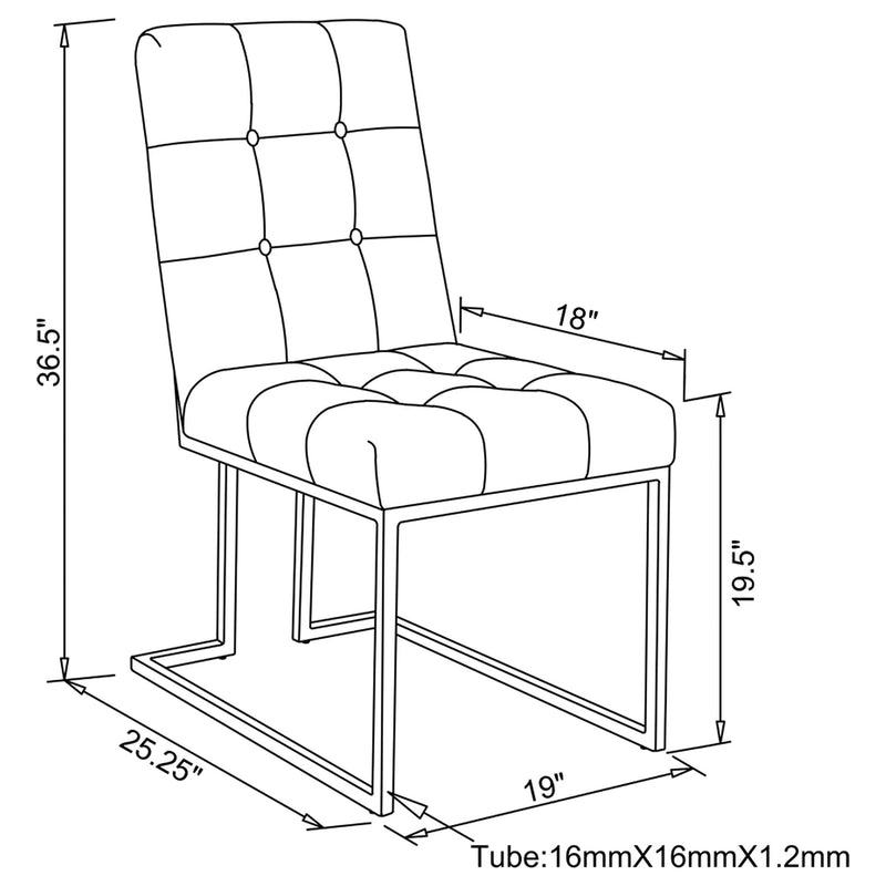 Silla de comedor auxiliar Cisco tapizada en terciopelo (juego de 2)