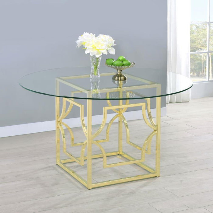 Starlight Round 54-inch Glass Top Metal Dining Table