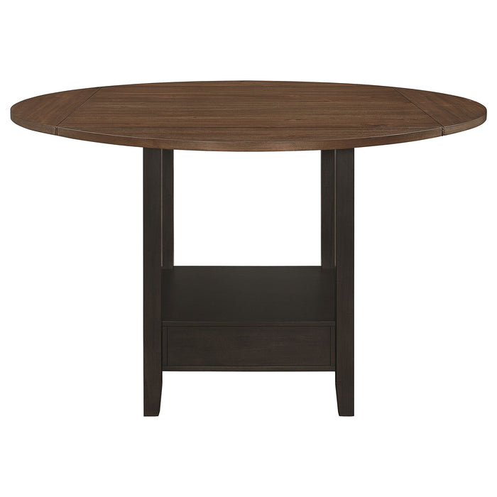 Sanford Round Counter Height Table with Drop Leaf Cinnamon and Espresso