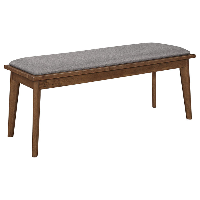 Everett  Faux Marble Top Dining Table Natural Walnut and Grey