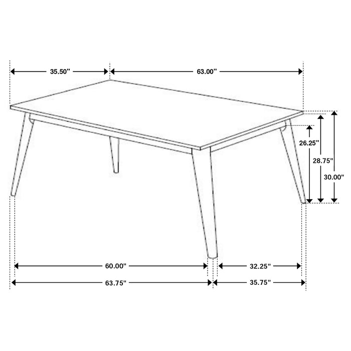 Everett  Faux Marble Top Dining Table Natural Walnut and Grey