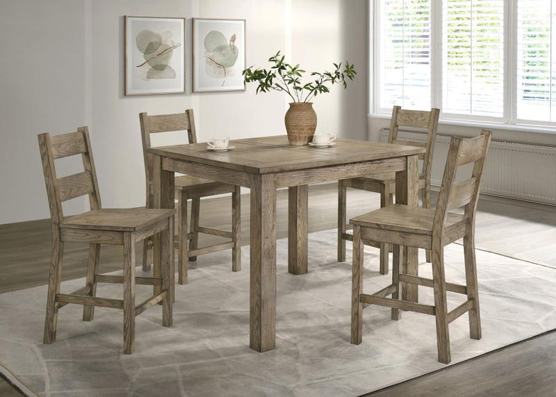 Juego de mesa de comedor de altura de mostrador de 5 piezas Cardova Vineyard Oak