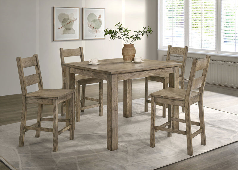 Juego de mesa de comedor de altura de mostrador de 5 piezas Cardova Vineyard Oak