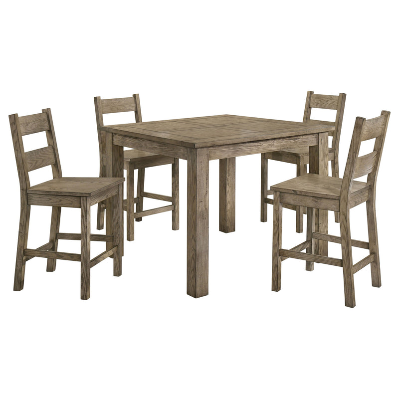Juego de mesa de comedor de altura de mostrador de 5 piezas Cardova Vineyard Oak