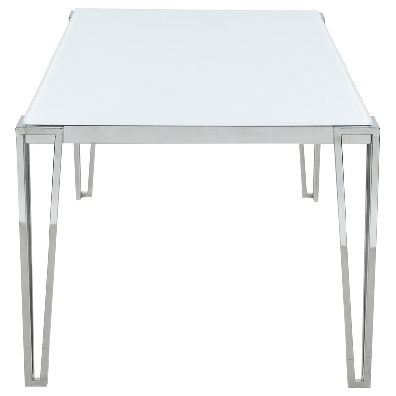 Mesa de comedor Pauline rectangular de 64 pulgadas con tapa de cristal y cromo