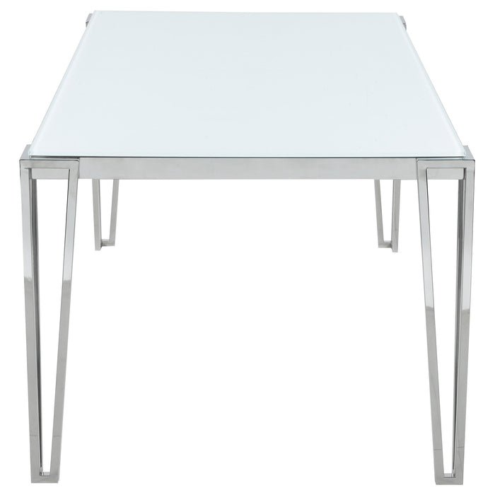 Pauline Rectangular Dining Table with Metal Leg White and Chrome