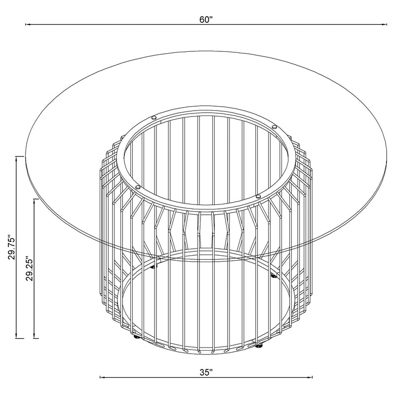 Mesa de comedor Veena redonda de metal con tope de cristal de 60 pulgadas, cromada