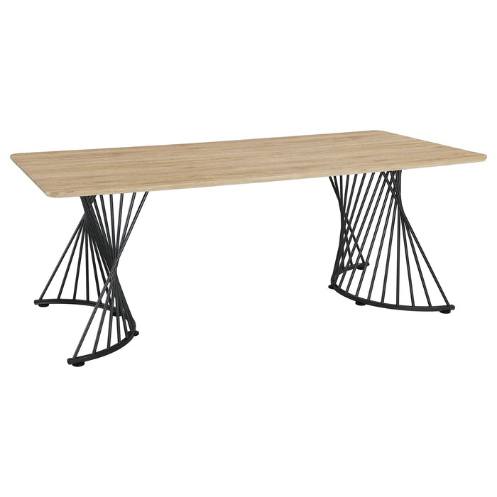 Altus Swirl Base Dining Table Natural Oak and Gunmetal