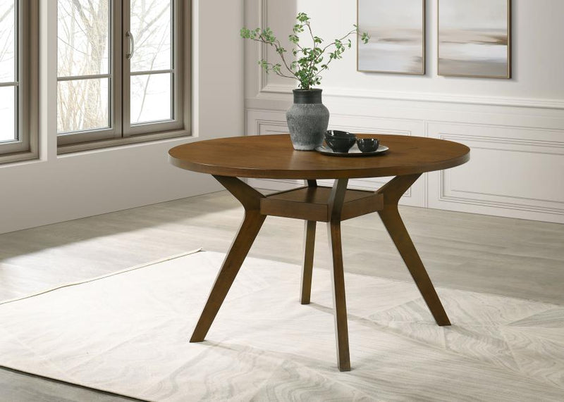 Mueller 48-inch Round Mindi Veneer Dining Table
