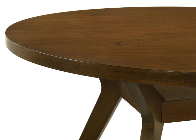 Mueller 48-inch Round Mindi Veneer Dining Table