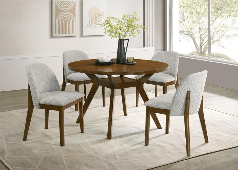 Mueller 48-inch Round Mindi Veneer Dining Table