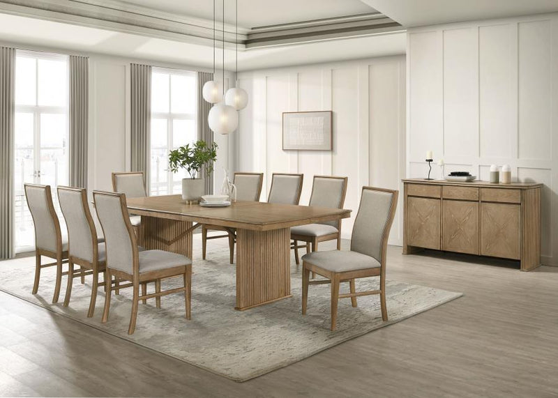 Adina Extension Dining Set Distressed Light Brown