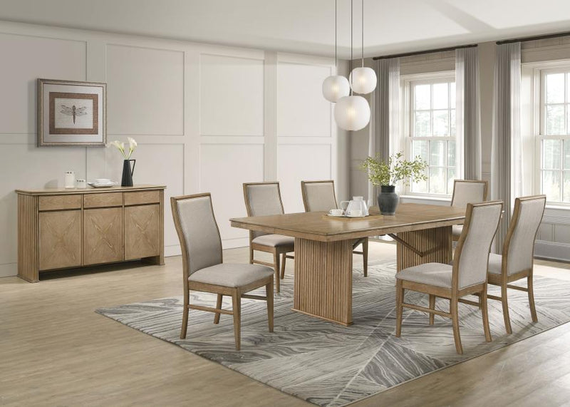 Adina Extension Dining Set Distressed Light Brown