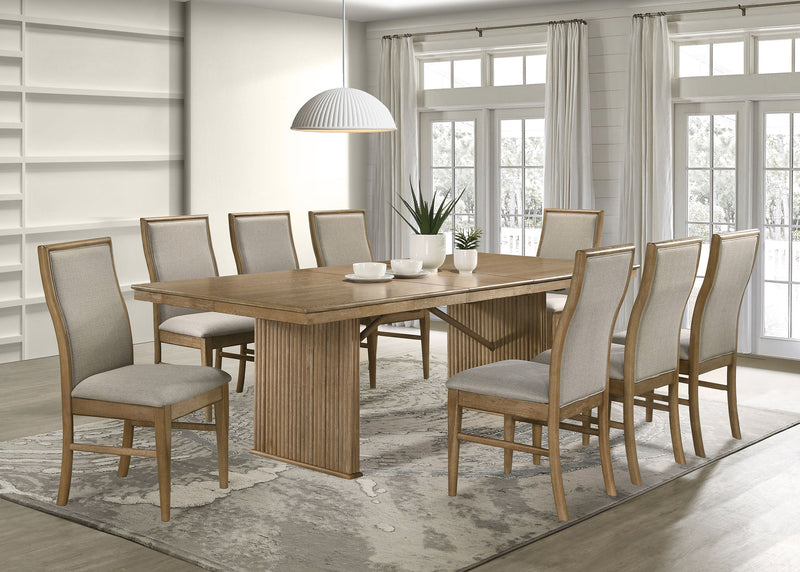 Adina Extension Dining Set Distressed Light Brown