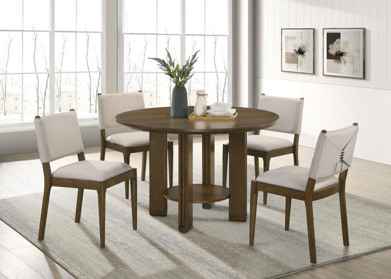 Juego de mesa de comedor redonda de madera Ottowa, color marrón