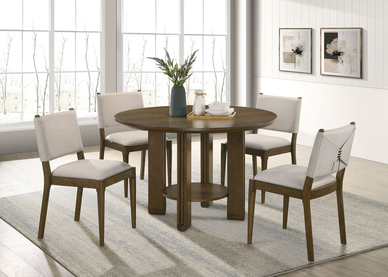 Juego de mesa de comedor redonda de madera Ottowa, color marrón