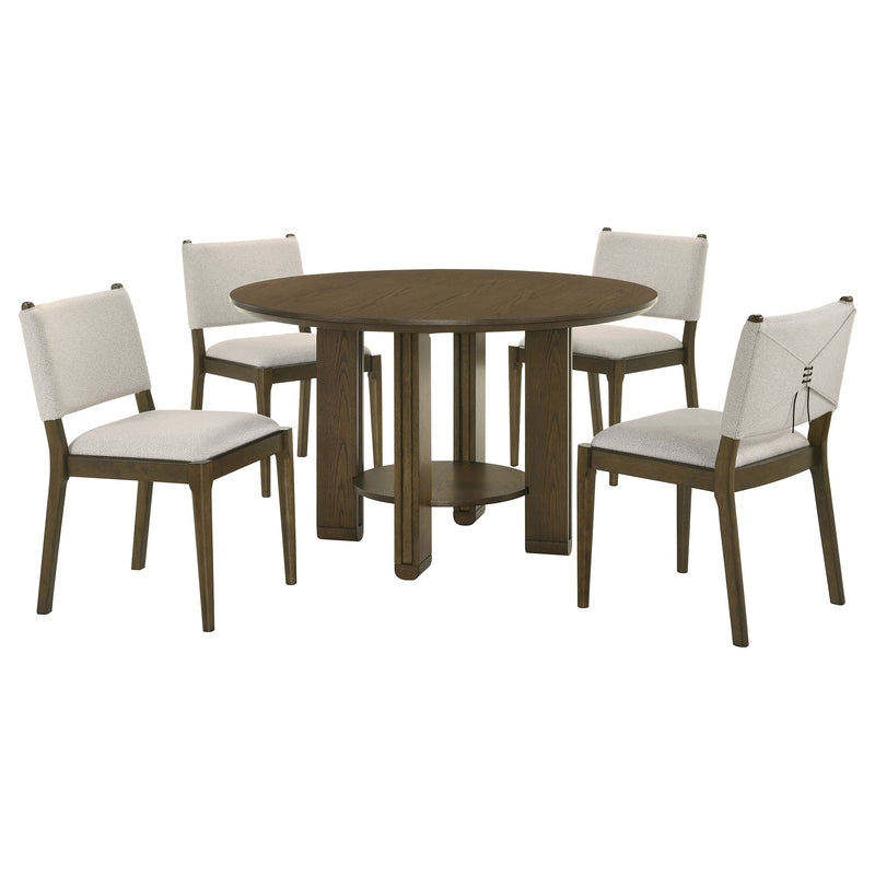 Juego de mesa de comedor redonda de madera Ottowa, color marrón