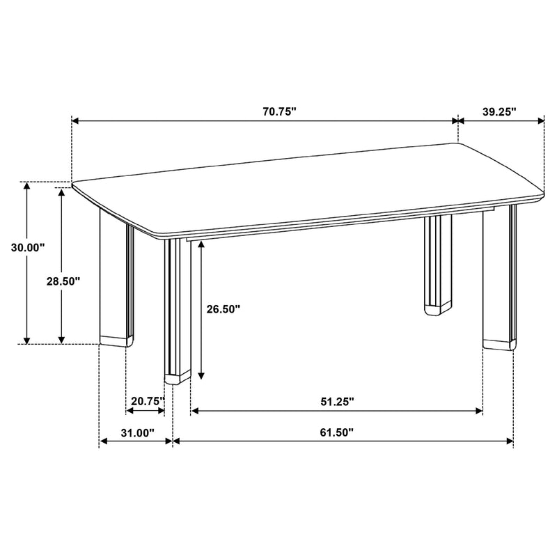 Mesa de comedor rectangular de madera Ottowa de 71 pulgadas - Marrón