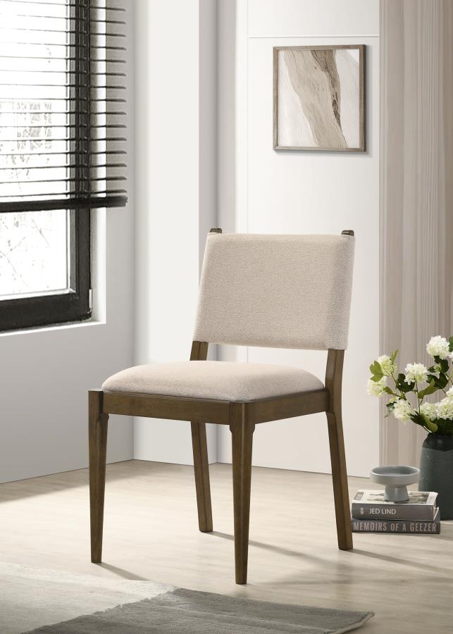 Silla auxiliar de comedor tapizada Ottowa, marrón (Juego de 2)