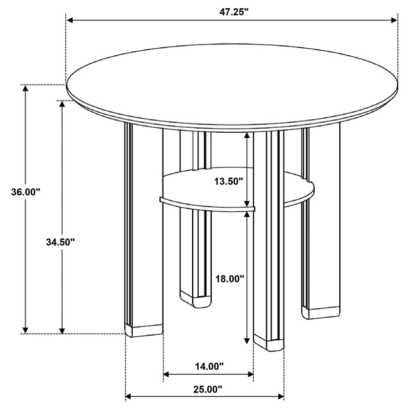 Mesa de comedor redonda a la altura de la encimera Ottowa de 47 pulgadas, color marrón