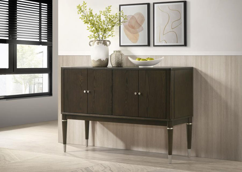 Aparador de comedor de 4 puertas con estantes Reseda, marrón ceniza