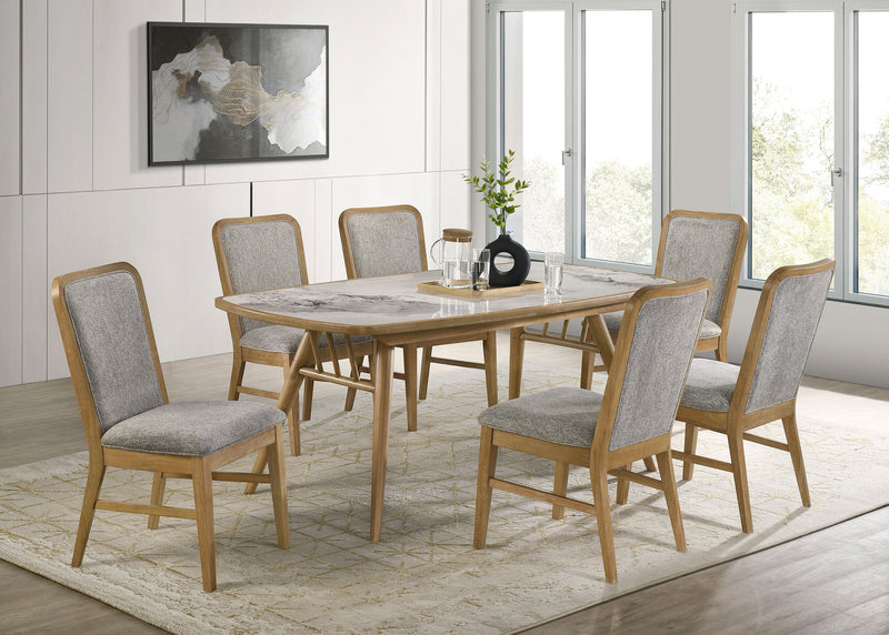 Juego de comedor rectangular Croyden de 7 piezas, madera natural envejecida