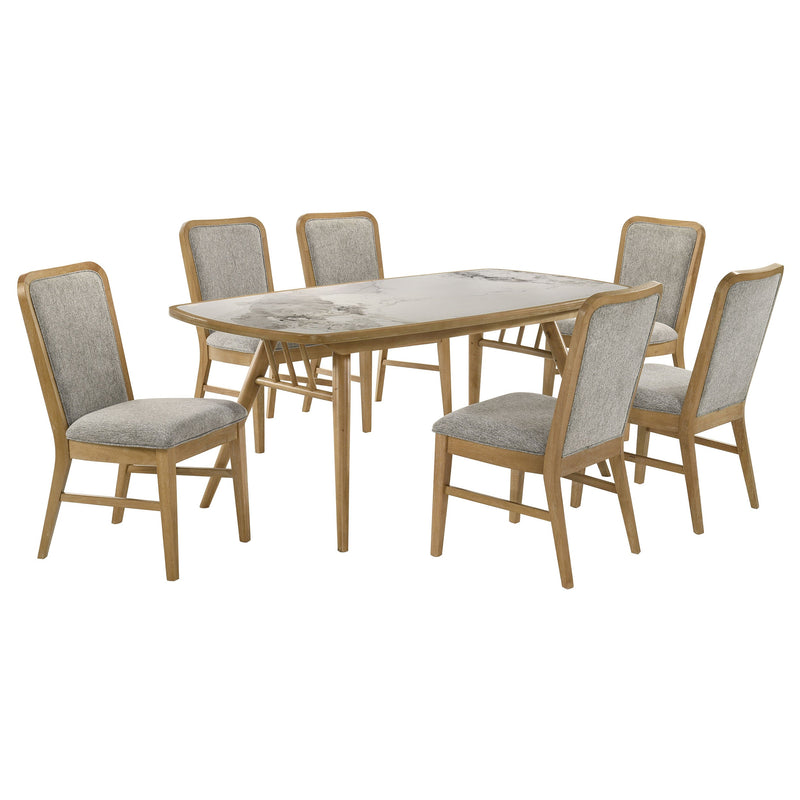 Juego de comedor rectangular Croyden de 7 piezas, madera natural envejecida