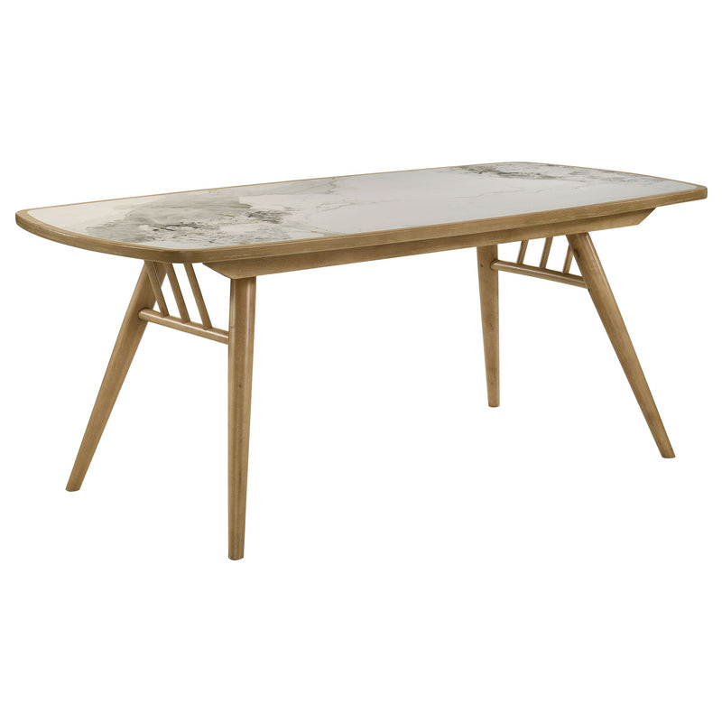 Juego de comedor rectangular Croyden de 7 piezas, madera natural envejecida