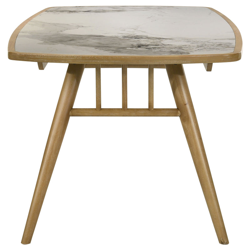 Juego de comedor rectangular Croyden de 7 piezas, madera natural envejecida