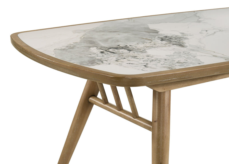 Juego de comedor rectangular Croyden de 7 piezas, madera natural envejecida