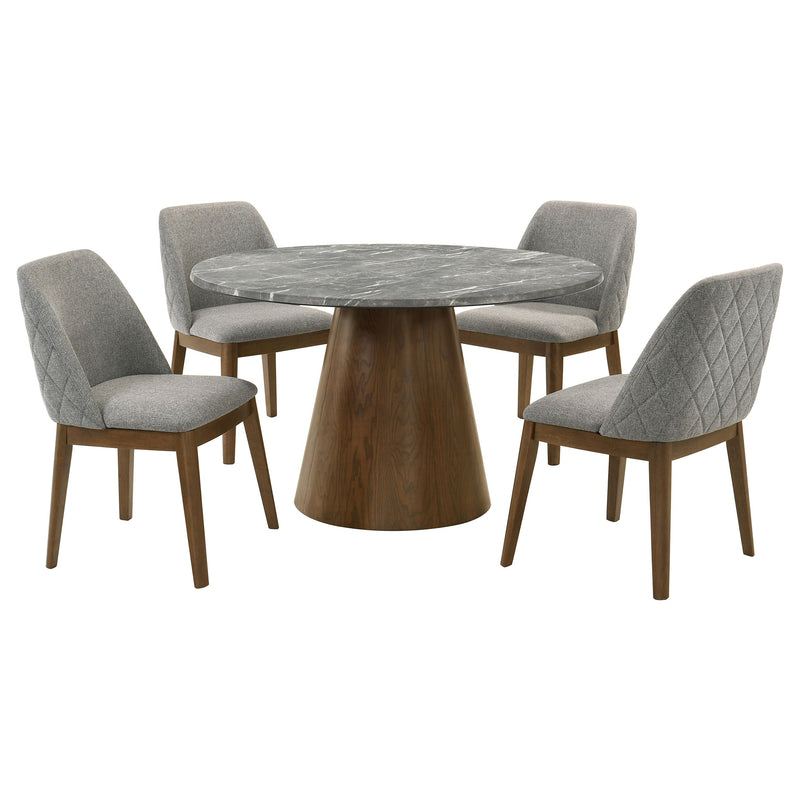 Juego de comedor redondo Franklin de 5 piezas gris y roble oscuro