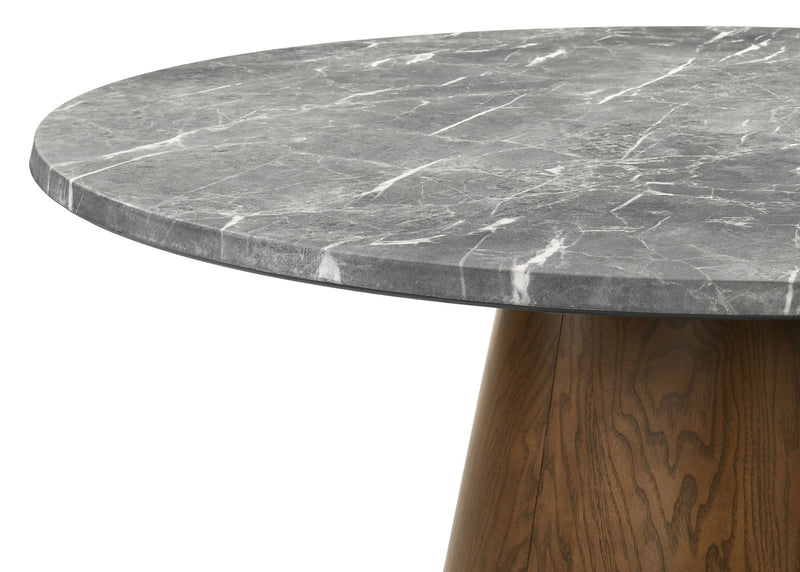 Juego de comedor redondo Franklin de 5 piezas gris y roble oscuro