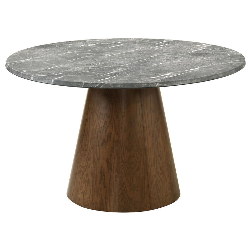 Mesa de comedor redonda Franklin de 50 pulgadas, gris y roble oscuro