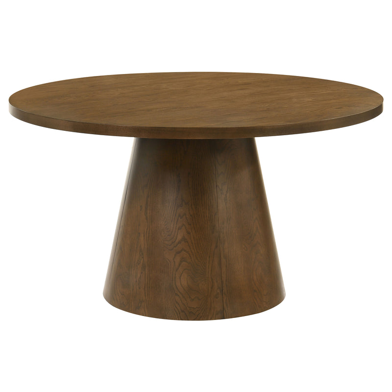 Mesa de comedor redonda de madera con pedestal Franklin de 54 pulgadas, color marrón oscuro