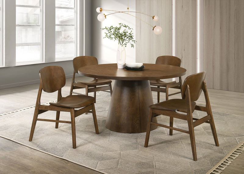 Mesa de comedor redonda de madera con pedestal Franklin de 54 pulgadas, color marrón oscuro